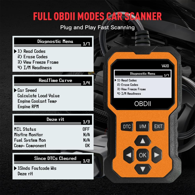 Professional OBD2 Scanner – Full Diagnostics, Clear Codes in 1 Click & Multilingual