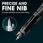 Quick-Dry Retractable Fountain Pen:0.38mm Blue&Black Ink Transparent Barrel Includes 5 Refillable Ink Cartridges