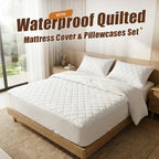 Waterproof Quilted Mattress Cover & Pillowcases Set