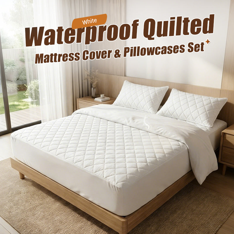 Waterproof Quilted Mattress Cover & Pillowcases Set