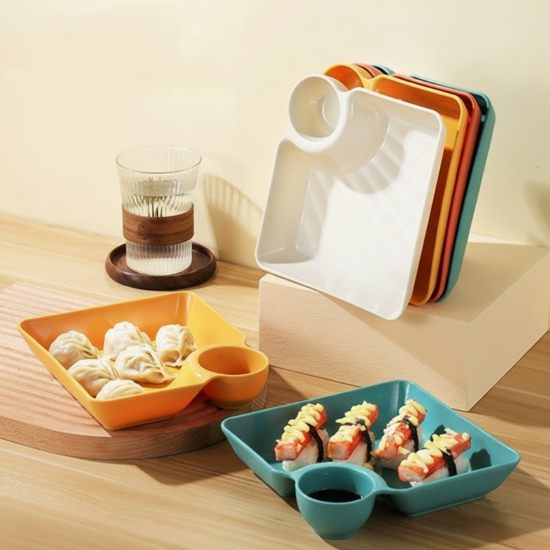 Snack and Appetizer Plate with Sauce Holder
