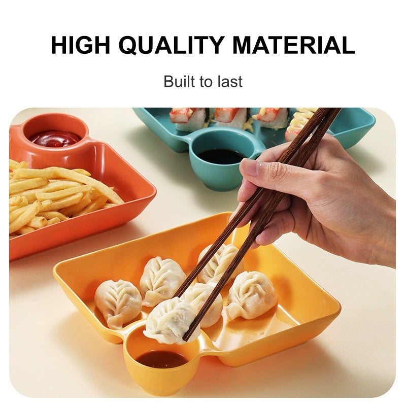 Snack and Appetizer Plate with Sauce Holder