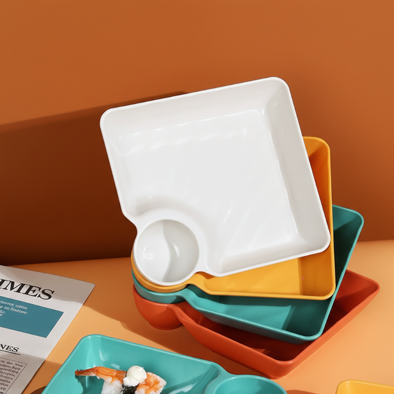 Snack and Appetizer Plate with Sauce Holder