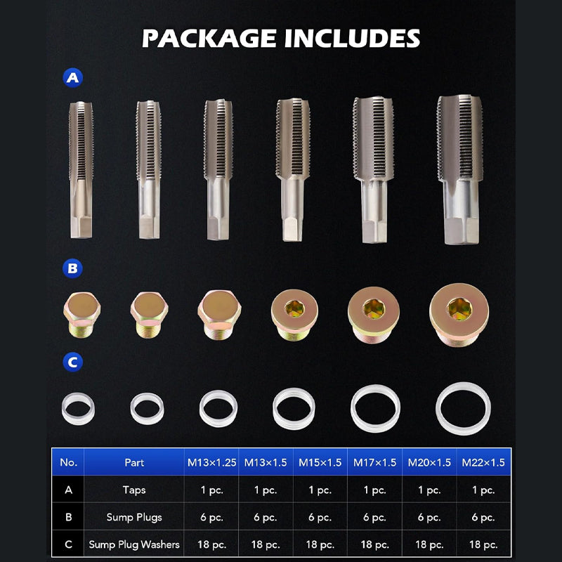 Professional Certification 114-Piece Oil Pan Thread Repair Kit