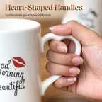 Romantic Heart Handle Kissing Mugs for Couples