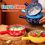 Bohemian Ceramic Soup Bowl with Handle