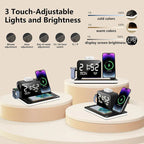 7-in-1 MagSafe Fast Wireless Charging Stand, Dual Mobile Phone Charging Station, Touch Night Light, Bluetooth, Digital Display, 33W Adapter. For iPhone 16/15/14/13/12 Pro Max, Apple Watch, Earbuds and Android