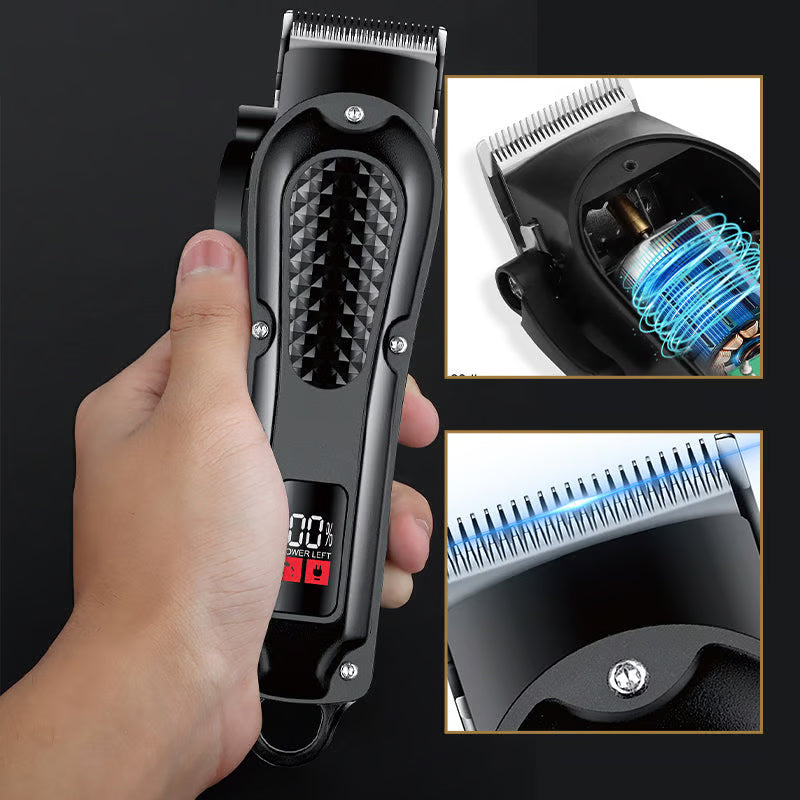 Durable & Sharp Electric Hair Clipper Set – Self-Sharpening Blades, Quiet Brushless Motor & Smart Display Screen