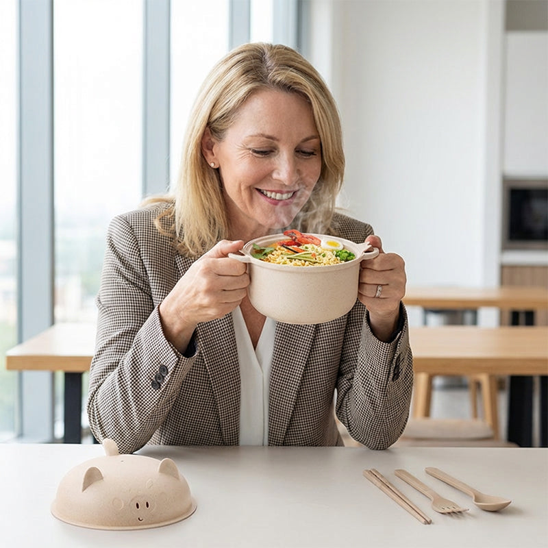 While Supplies Last ! 1300ml Instant Noodle Bowl Set with Lid & Cutlery
