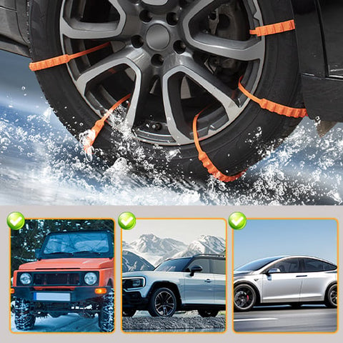 Universal Reusable Anti-Skid Nylon Tire Chains – Install in 90s, No Jack Needed